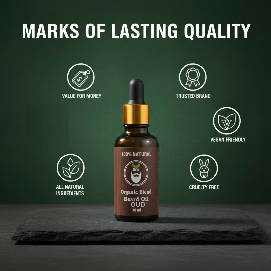 Organic Seven Blend Beard Oil with Luxurious Deep Oud & Organic Vitamin E - Image 5